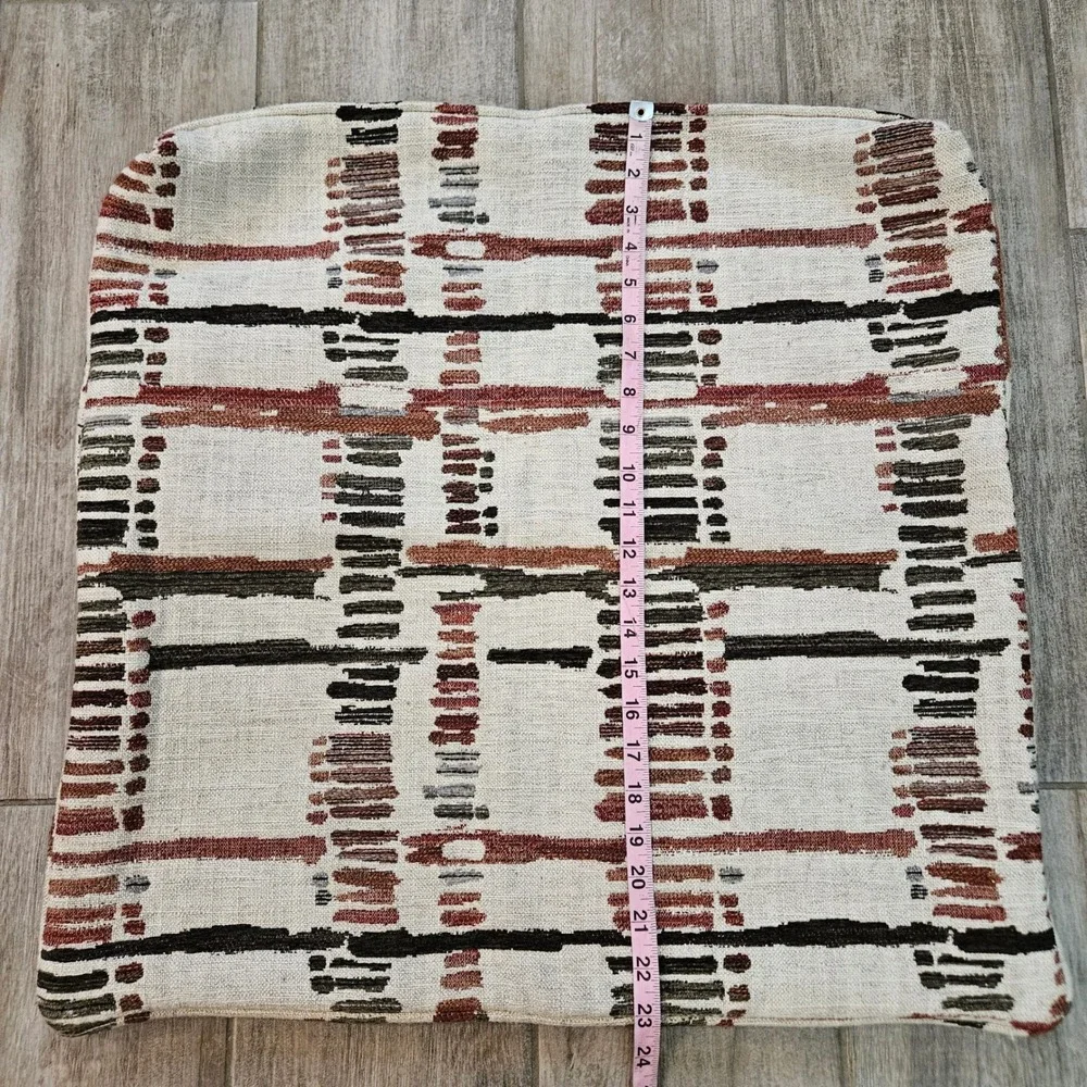 Upholstery Throw‎ Pillow Cover 23x23 Cream Brown Abstract Woven Geometric Earthy